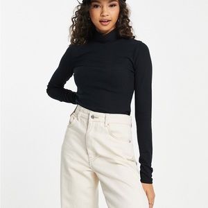 Abercrombie and Fitch Mock Turtleneck Long Sleeve Sweater Top Black